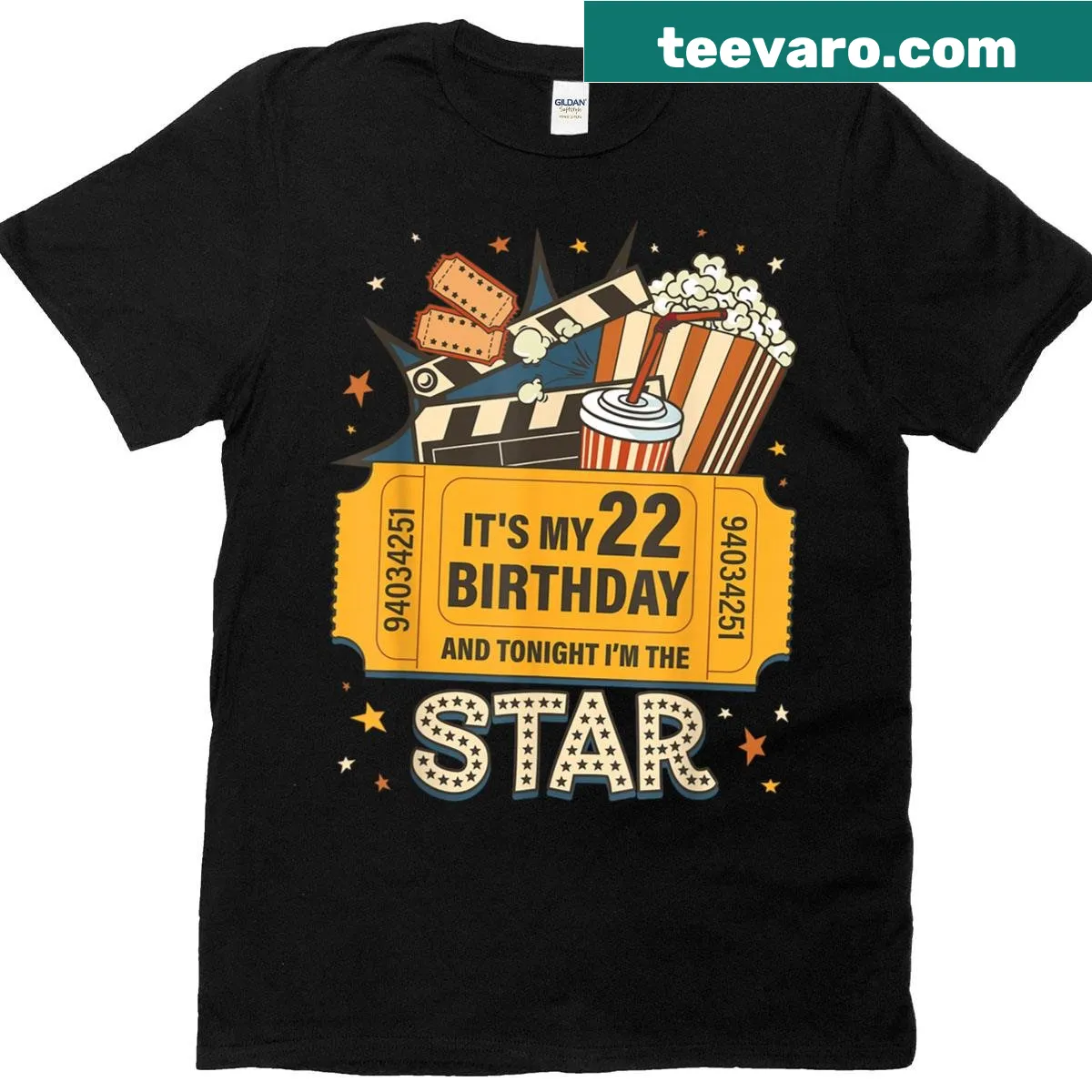 Birthday-themed T-shirt with 'It's My 22nd Birthday' text — on a men's t-shirt