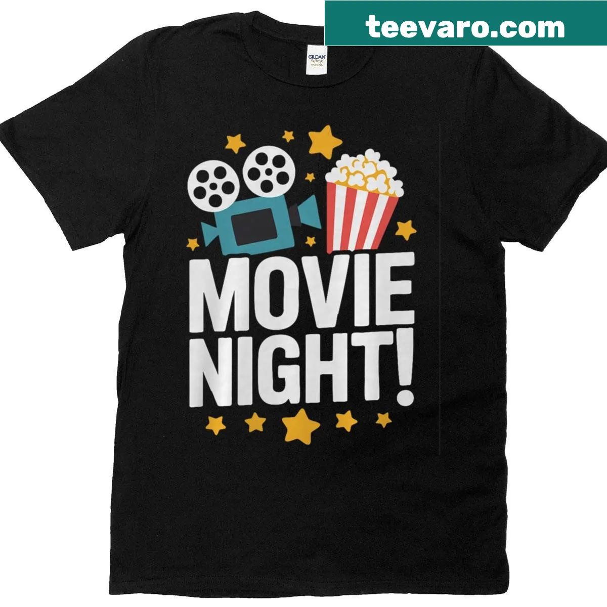 Vintage-style Movie Night T-shirt with a nostalgic graphic — on a men's t-shirt