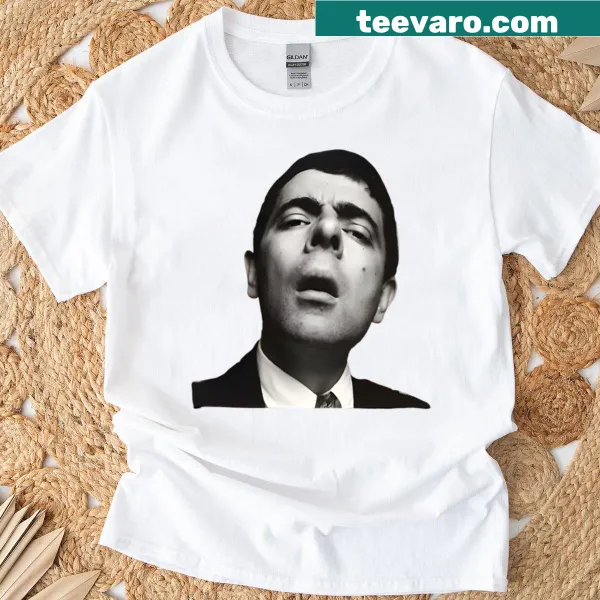 Oversized t-shirt featuring Mr. Bean's iconic expression in a vintage style.