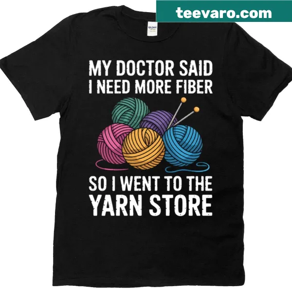 T-shirt with a pun about fiber for yarn enthusiasts