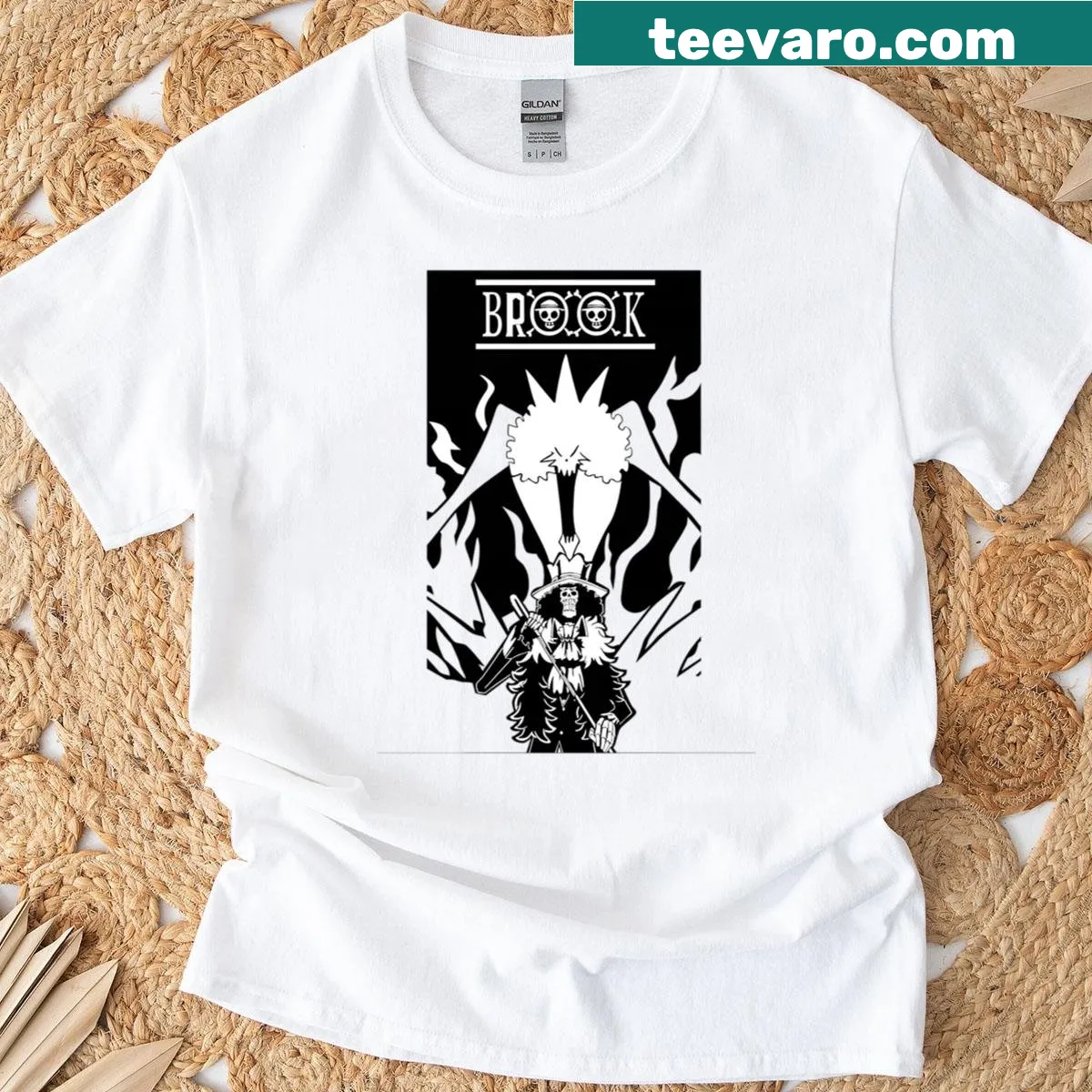 Night-themed musician t-shirt with musical notes and silhouette art — on a men's t-shirt
