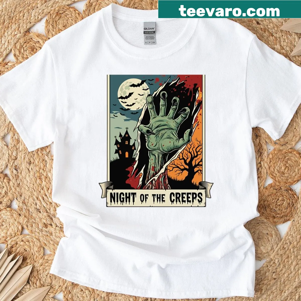 Vintage distressed t-shirt featuring Night Of The Creeps with zombie themes — on a men's t-shirt