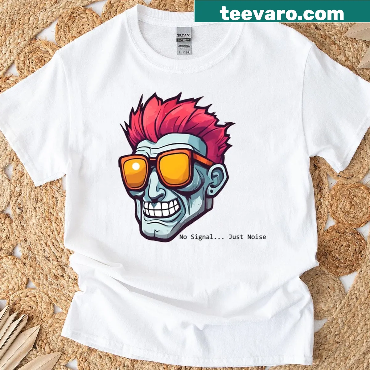 Edgy oversized t-shirt featuring a glitch head graphic in a pop-art style — on a men's t-shirt