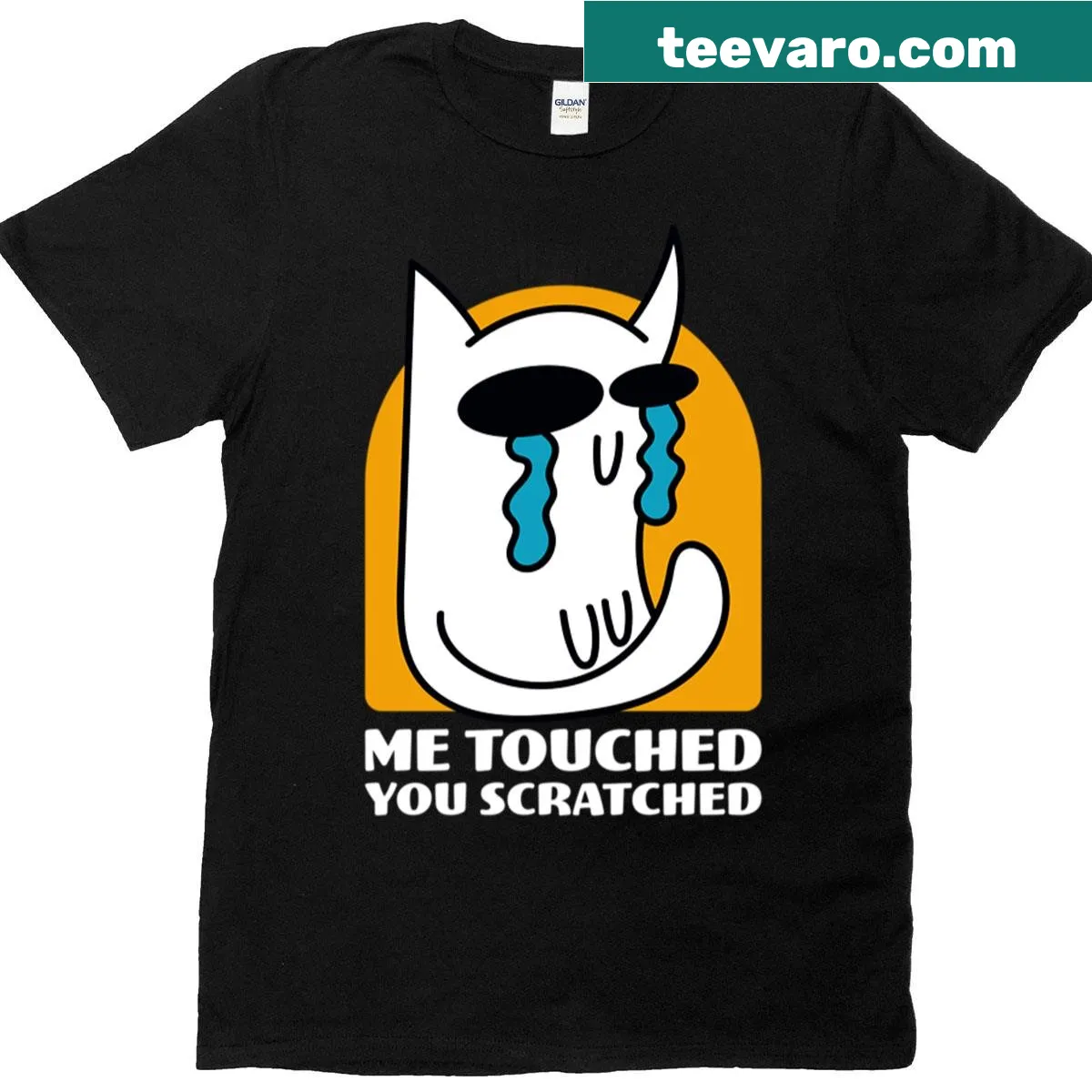 T-shirt with a humorous No Touchy graphic for cat lovers. — on a men's t-shirt