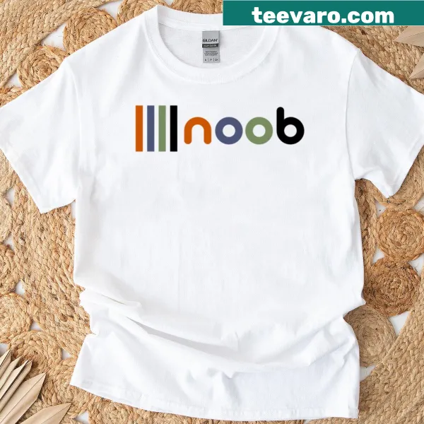 Oversized retro gaming t-shirt featuring a noob logo design