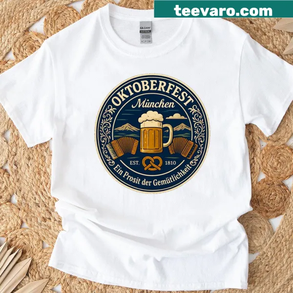 Vintage beer emblem design celebrating Oktoberfest on T-shirt