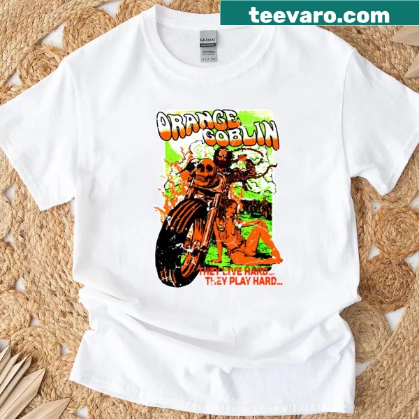 Whimsical goblin graphic on an orange t-shirt