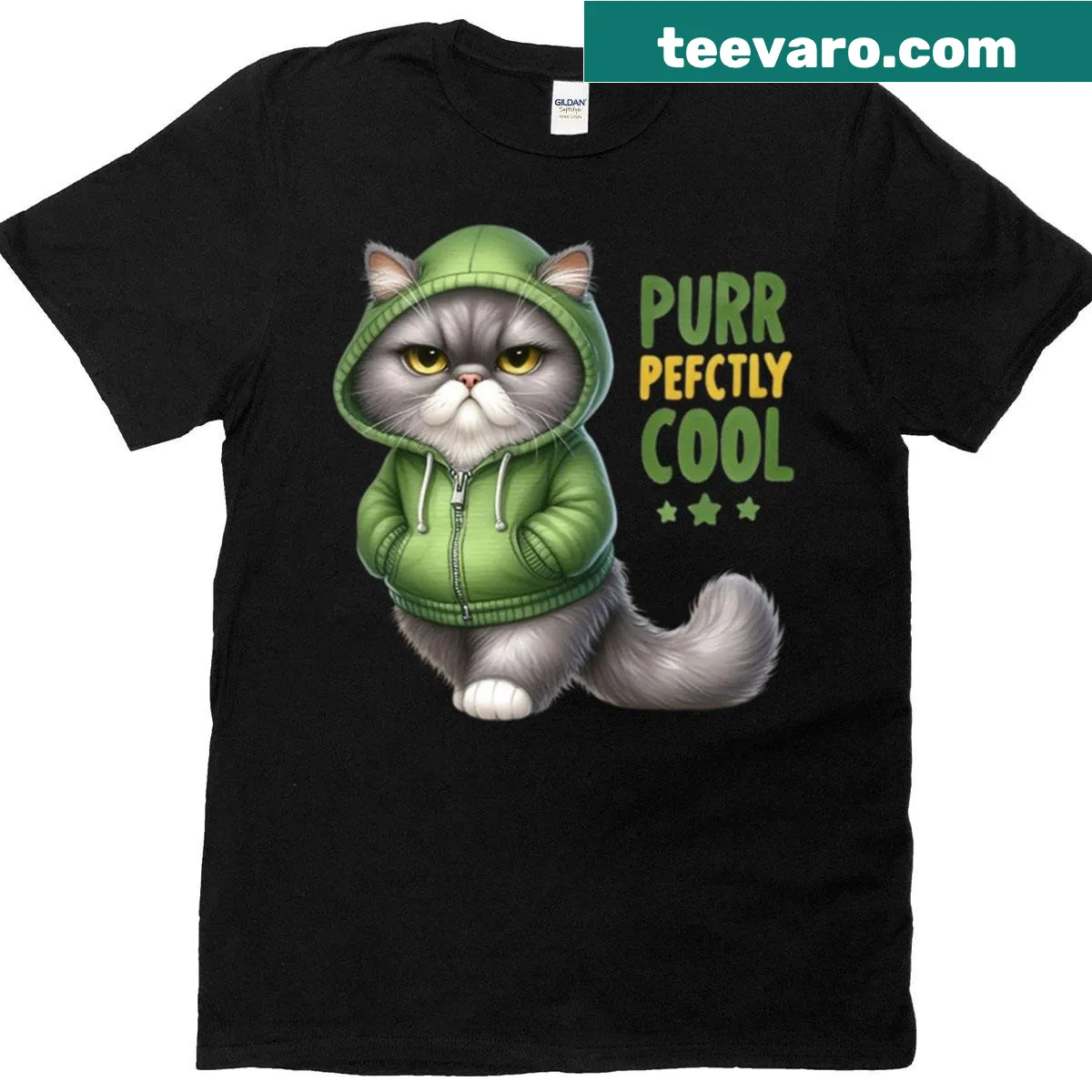 Playful T-shirt with a humorous cat-themed slogan. — on a men's t-shirt