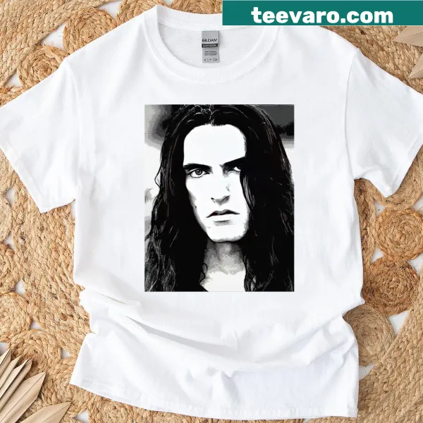 Black and white illustration of Peter Steele on a t-shirt