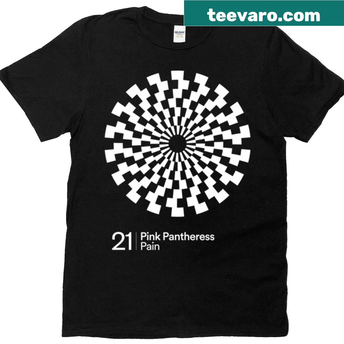 Illustrative T-shirt inspired by the music and style of Pinkpantheress — on a men's t-shirt