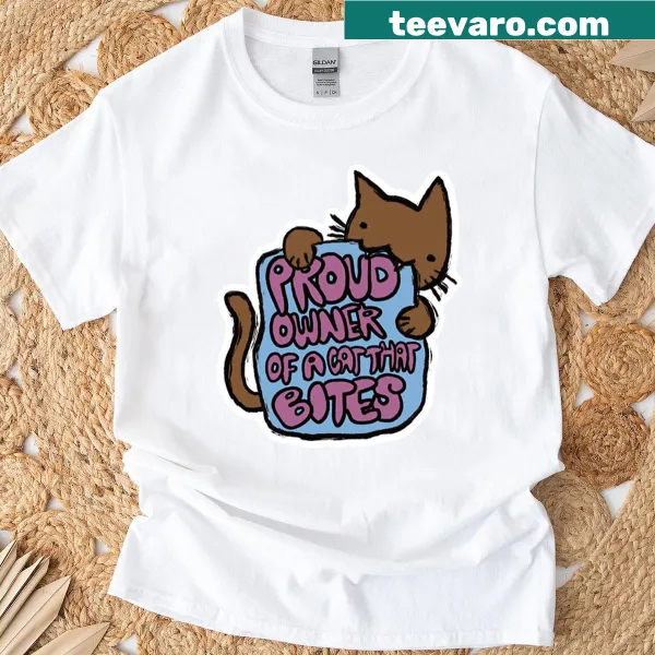 Playful design declaring pride in owning a biting cat