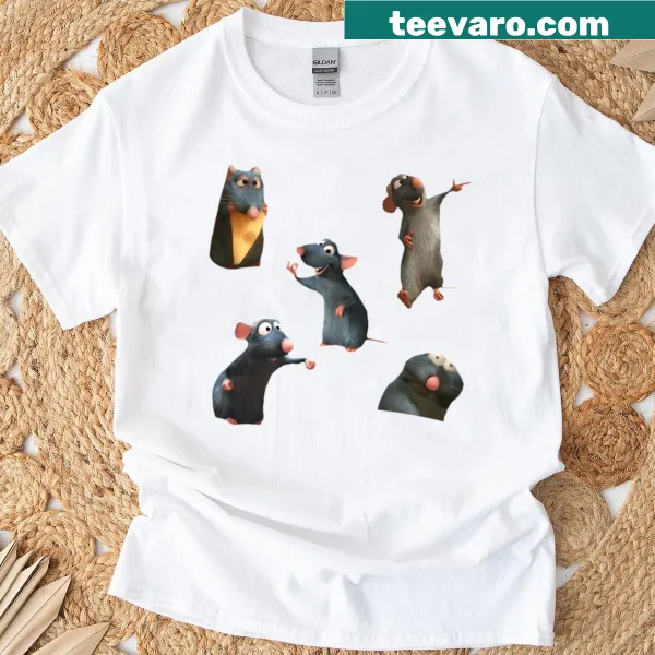 T-shirt with a graphic of Remy sticker designs from Ratatouille