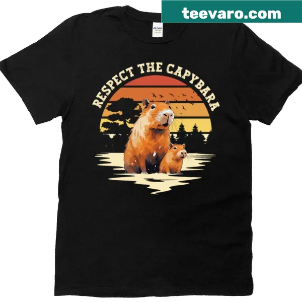 Friendly capybara illustration on Respect The Capybara Lover t-shirt