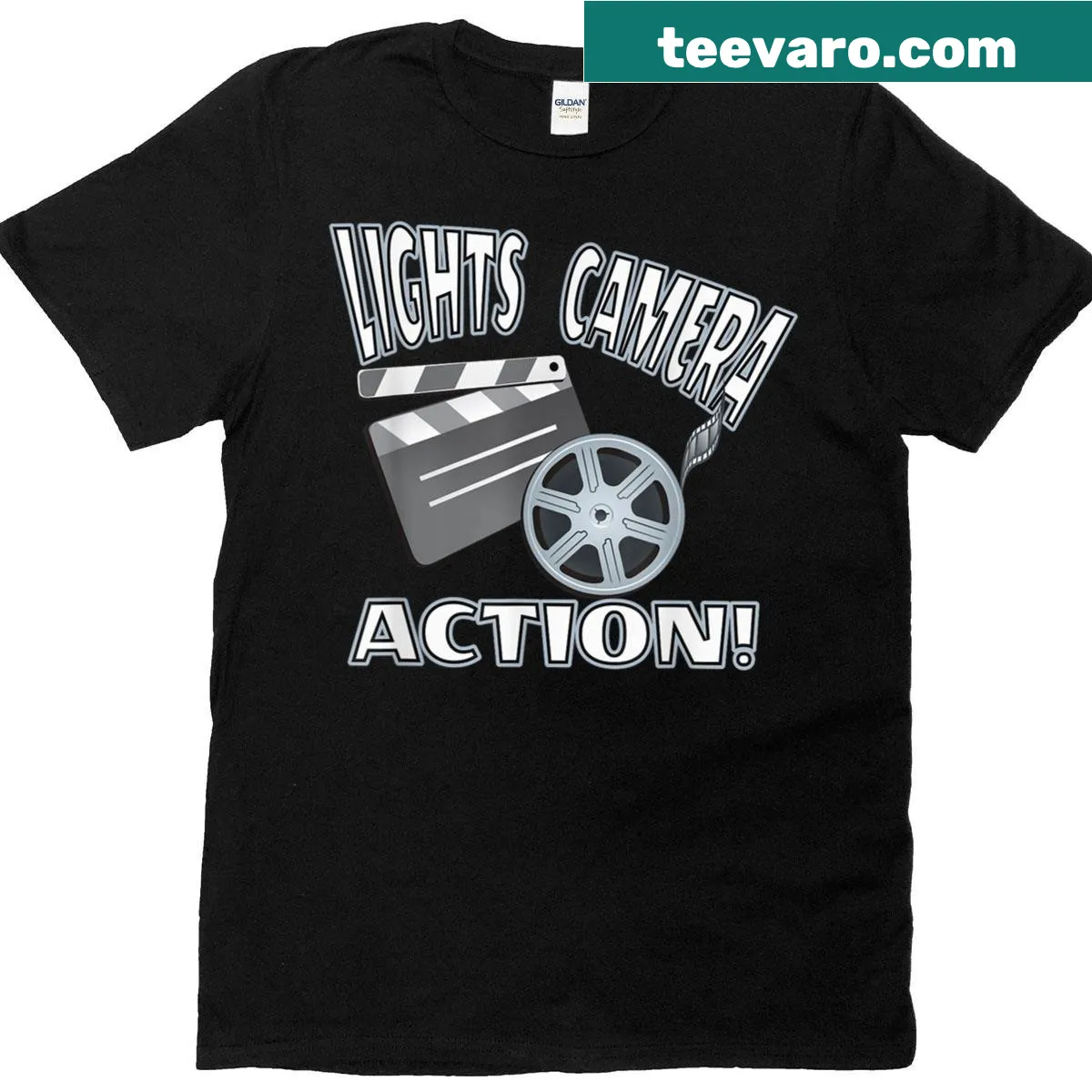 Retro movie clapper board design on a T-shirt — on a men's t-shirt