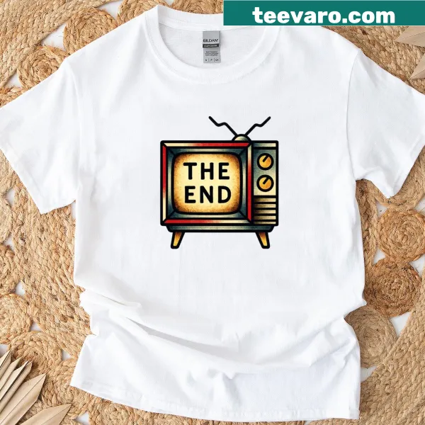 Vintage television-themed T-shirt with 'The End' design
