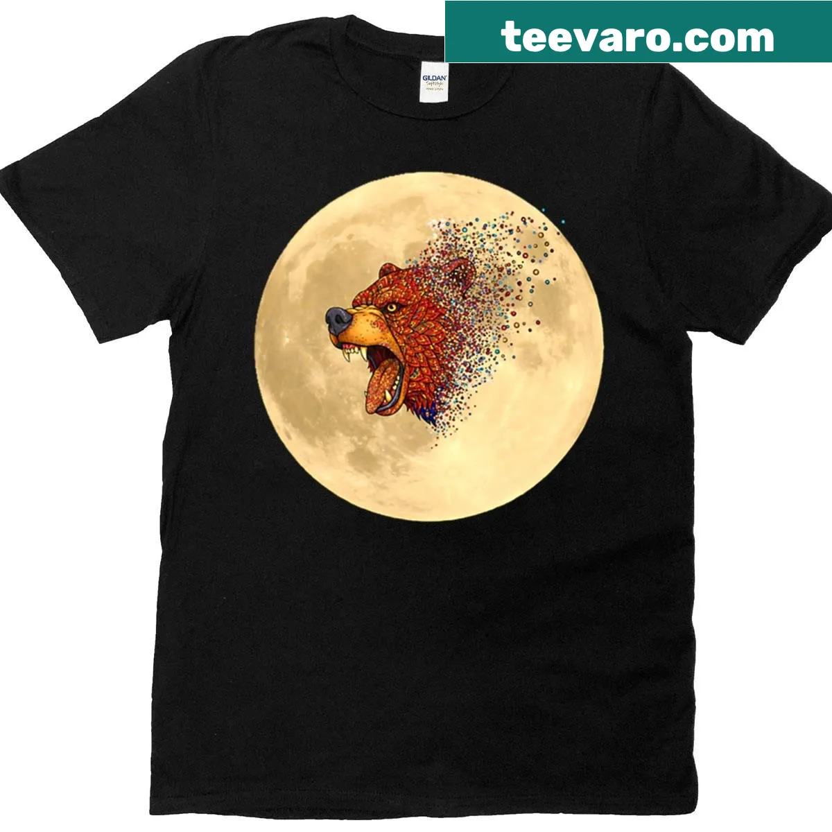Cosmic bear illustration with a full moon on a T-shirt. — on a men's t-shirt