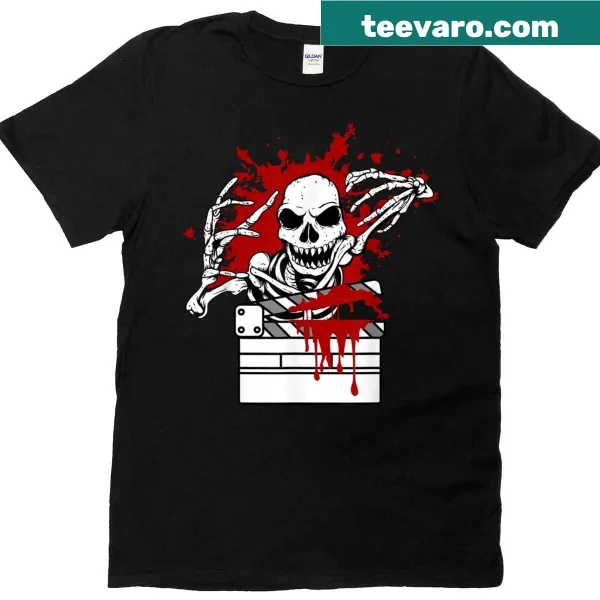 T-shirt with a skeleton graphic for scary movie night theme