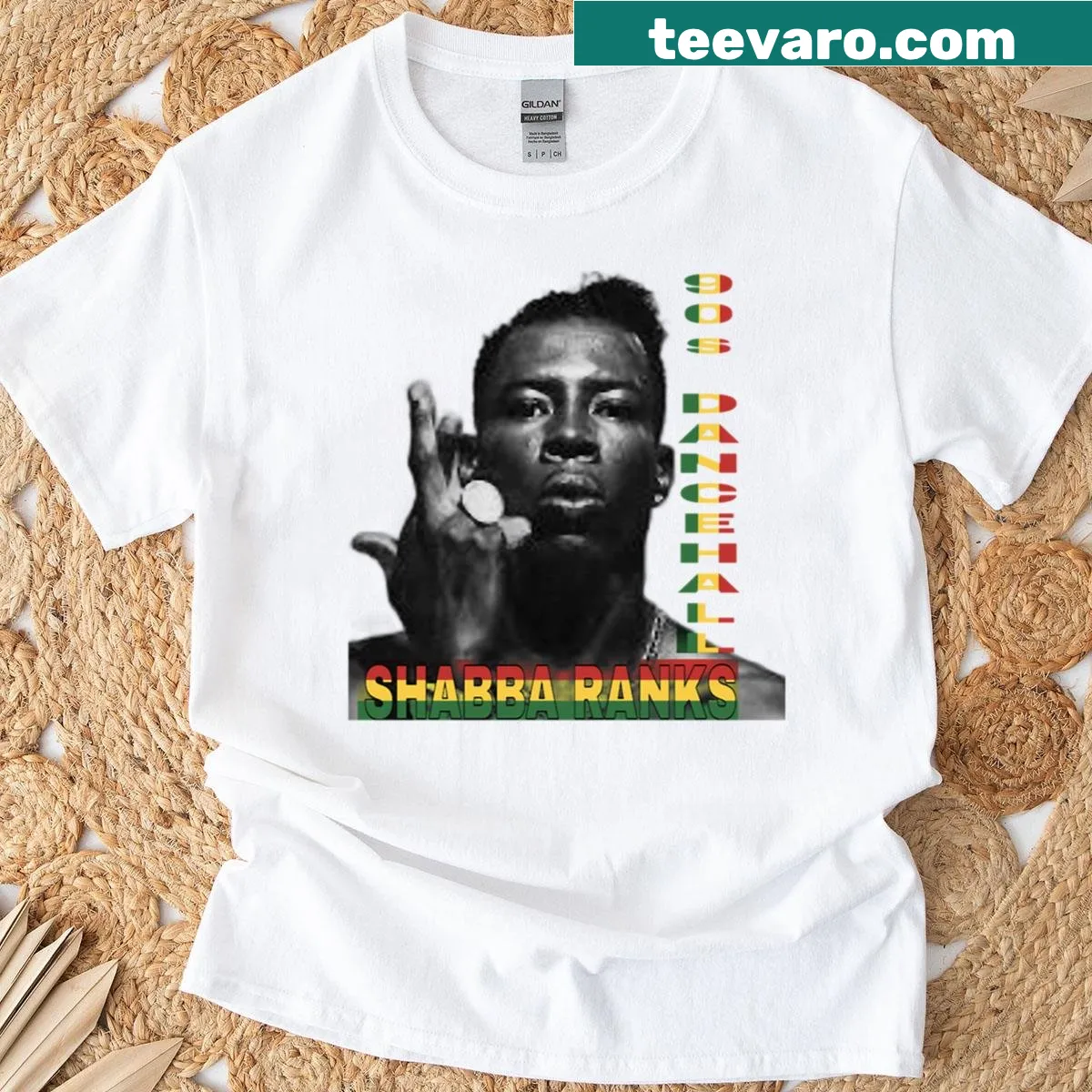 Nostalgic 90s dancehall music illustration on t-shirt — on a men's t-shirt