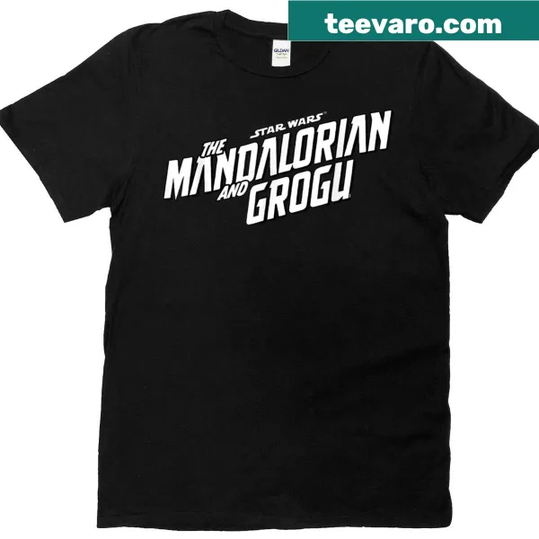 Official Star Wars logo tee featuring The Mandalorian and Grogu design.