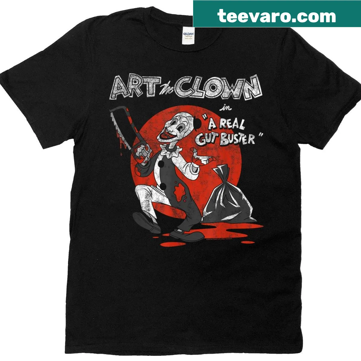 Vintage illustration horror T-shirt featuring 'Terrifier' design — on a men's t-shirt