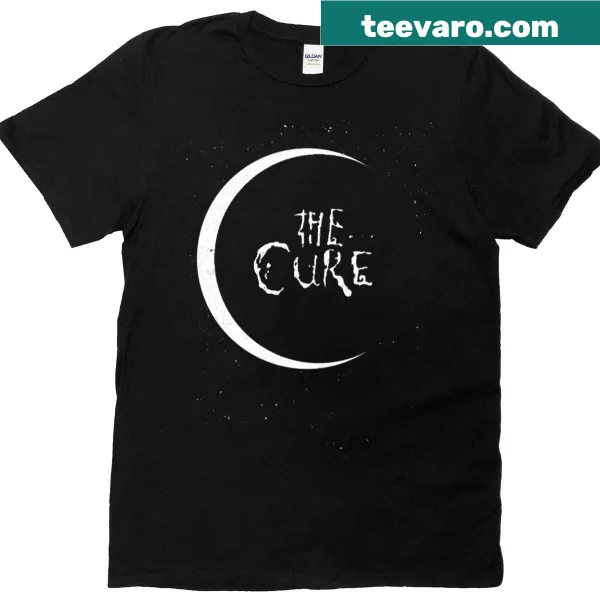 Distressed t-shirt featuring a design celebrating The Cure band