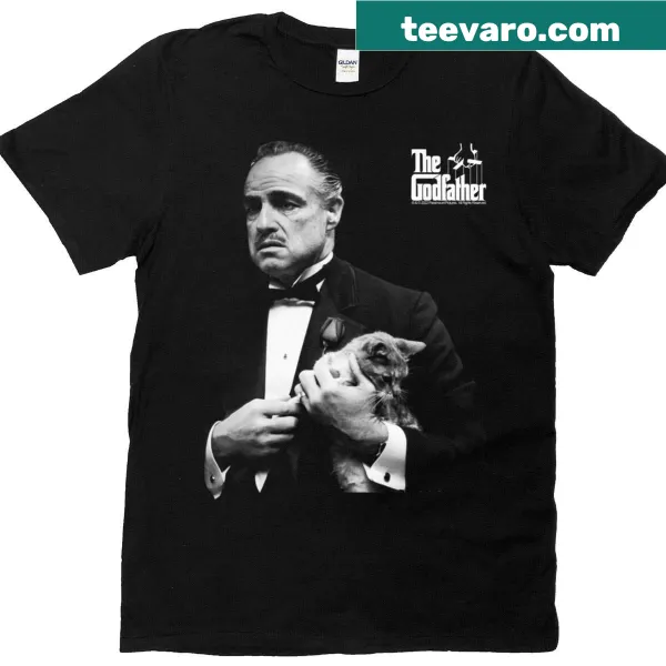Retro t-shirt featuring cat portrait styled as Godfather character