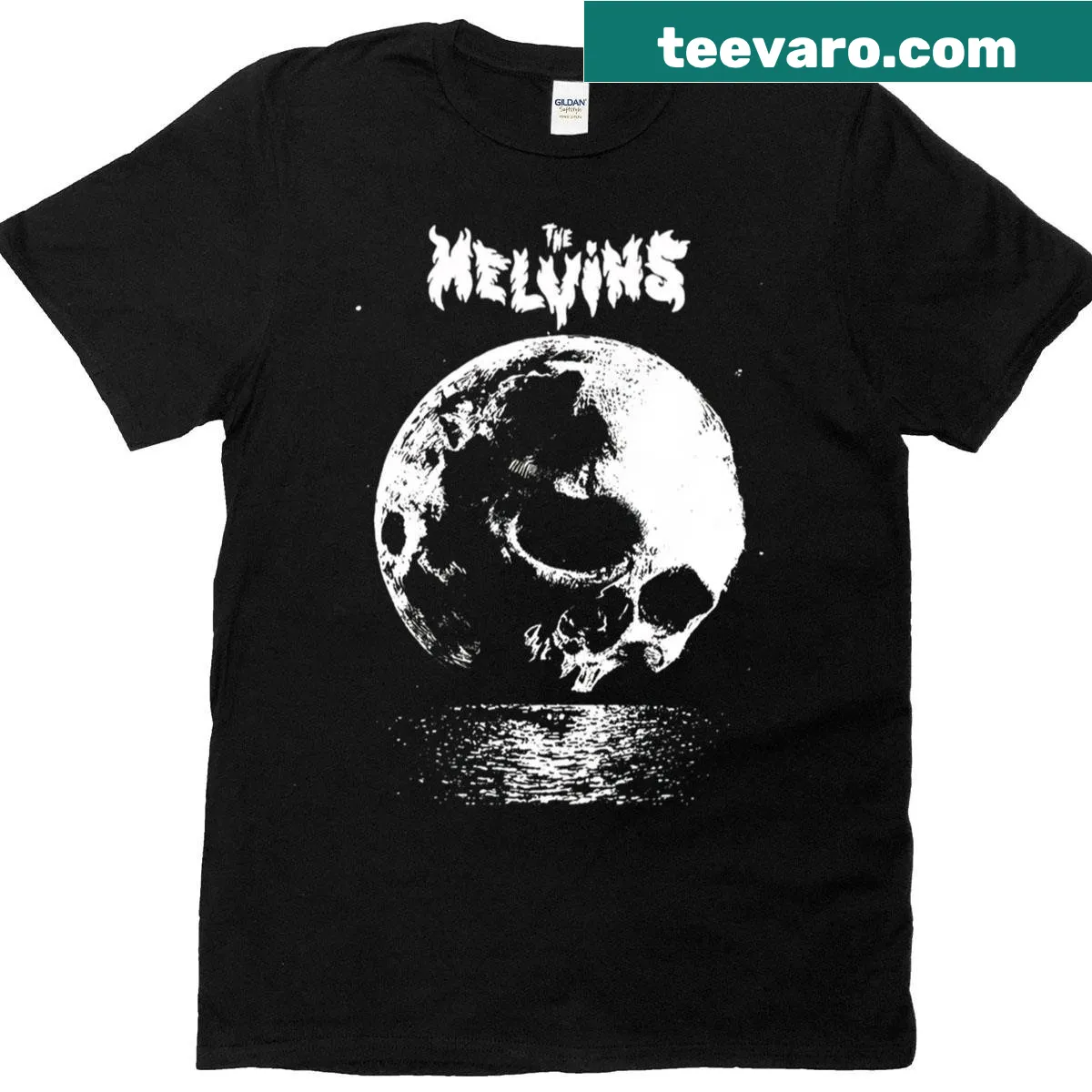 Intricate skull design on The Melvins horror-themed T-shirt — on a men's t-shirt