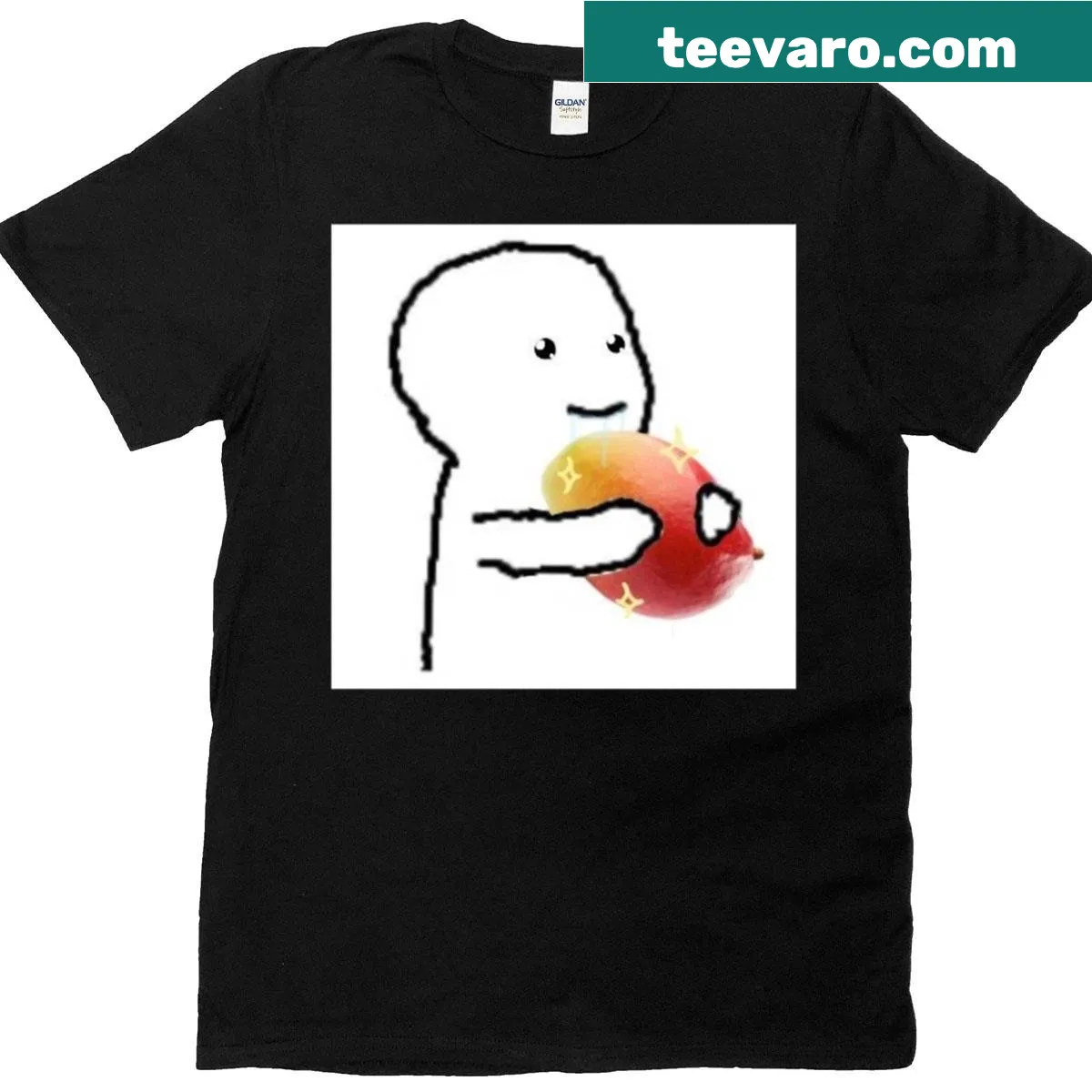Oversized tee with bold text about mangoes — on a men's t-shirt