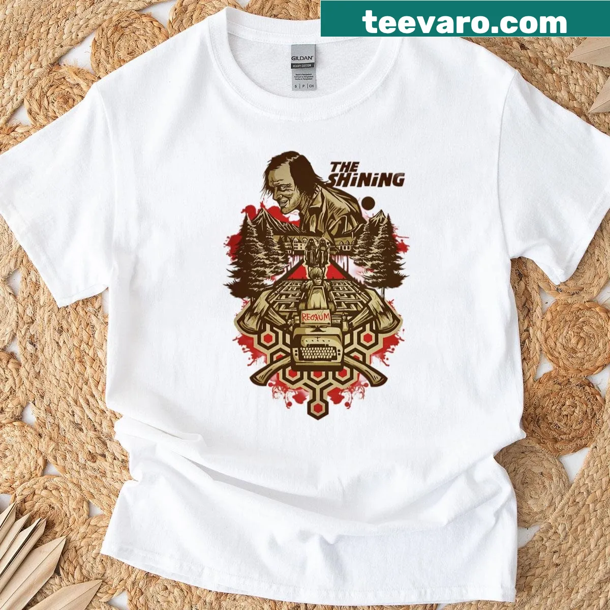 Eerie graphic inspired by horror classic on T-shirt — on a men's t-shirt