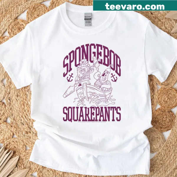 Spongebob and Patrick cartoon graphic T-shirt on a boat