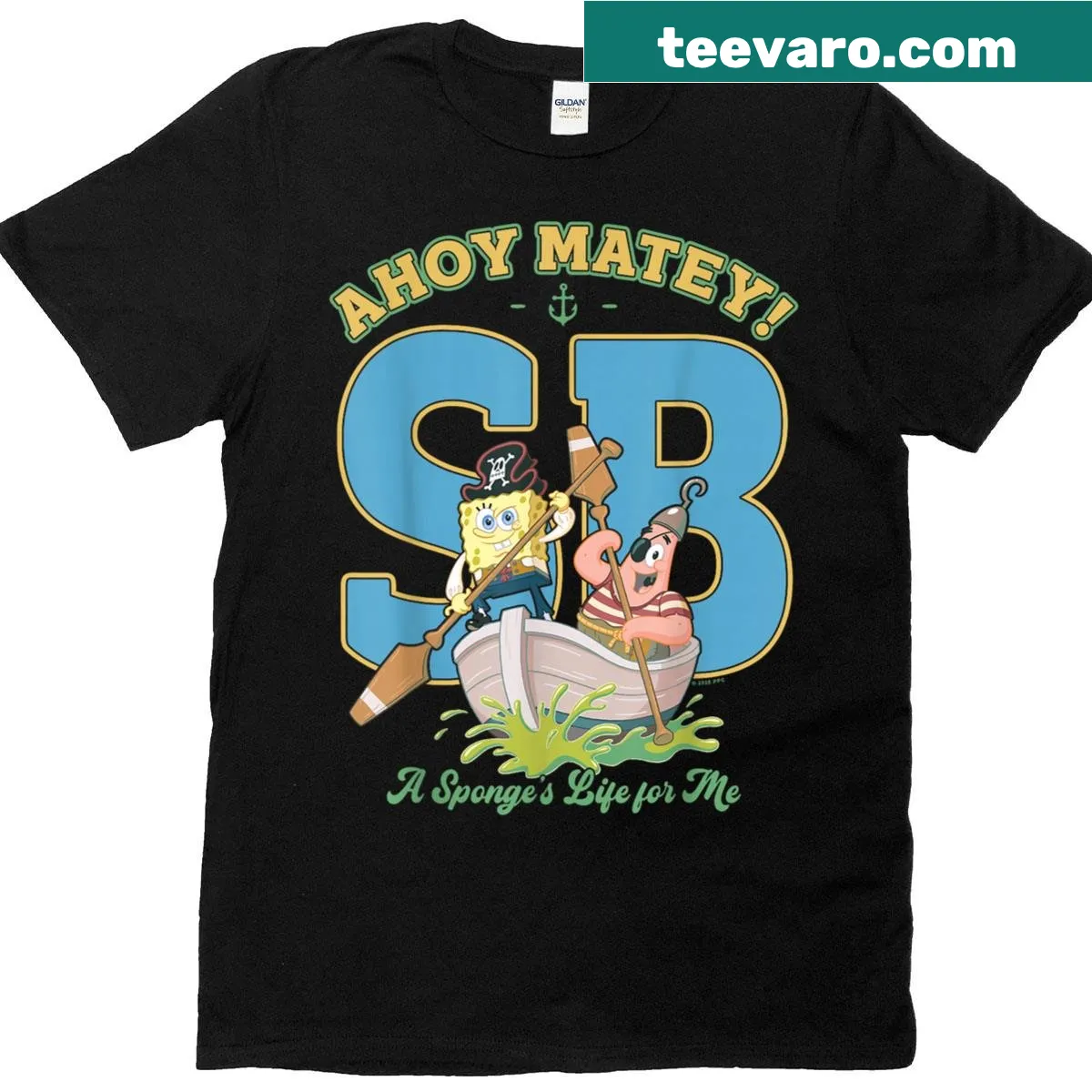 Spongebob Movie themed t-shirt with playful graphics — on a men's t-shirt