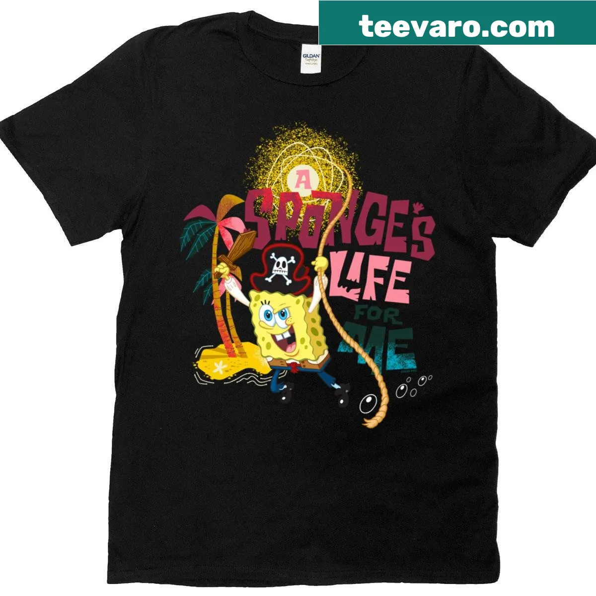 Spongebob Movie themed t-shirt with fun graphics — on a men's t-shirt