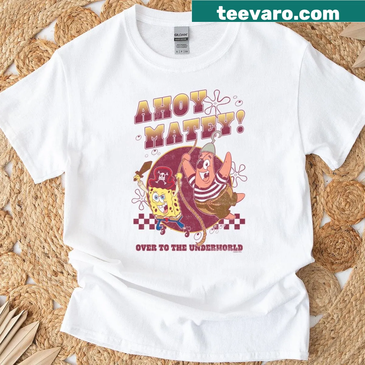 Faded T-shirt featuring Spongebob Squarepants movie design — on a men's t-shirt