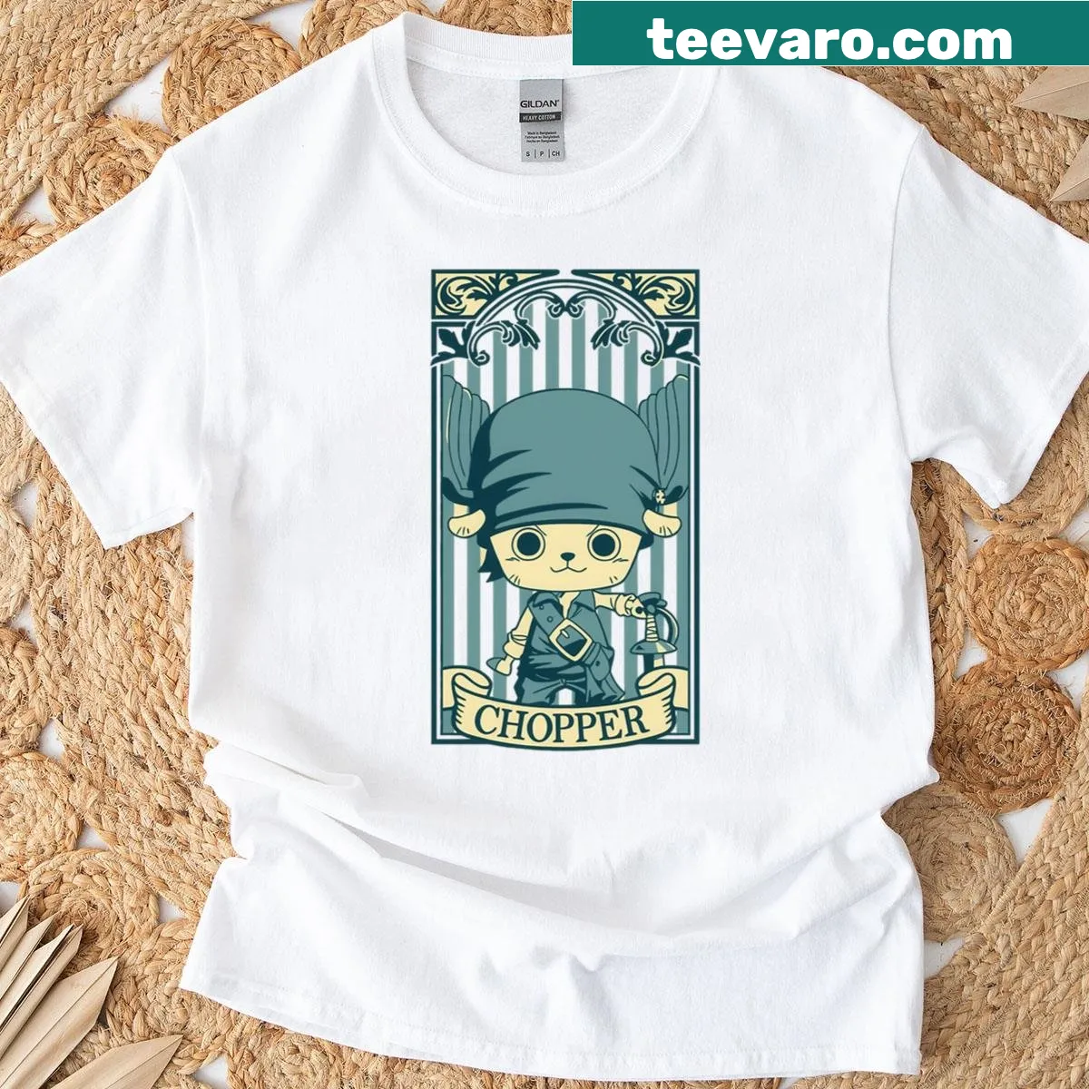 Cartoon tiny sailor graphic on a cheerful t-shirt design. — on a men's t-shirt