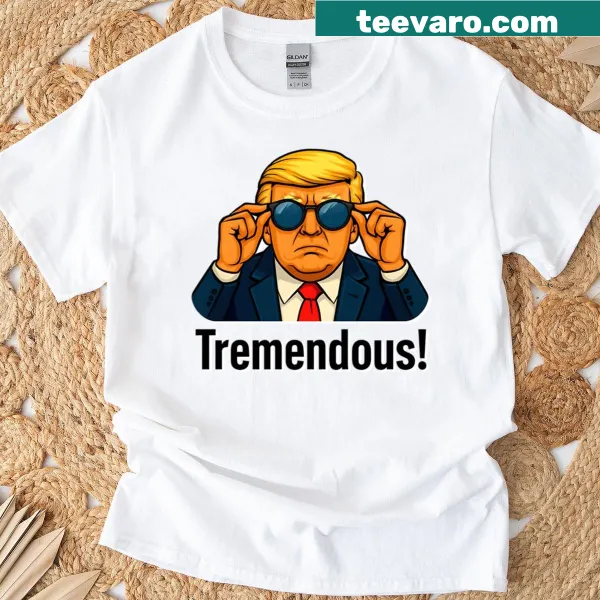 Bold shirt with humorous Trump shades text