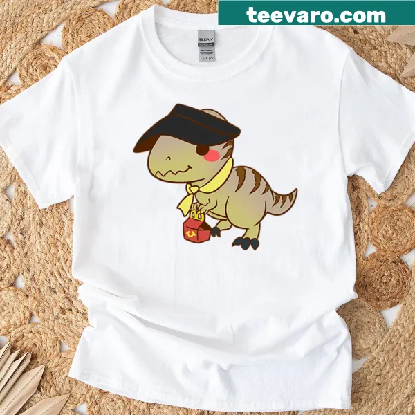 Chibi T-Rex dressed as a fast food worker design