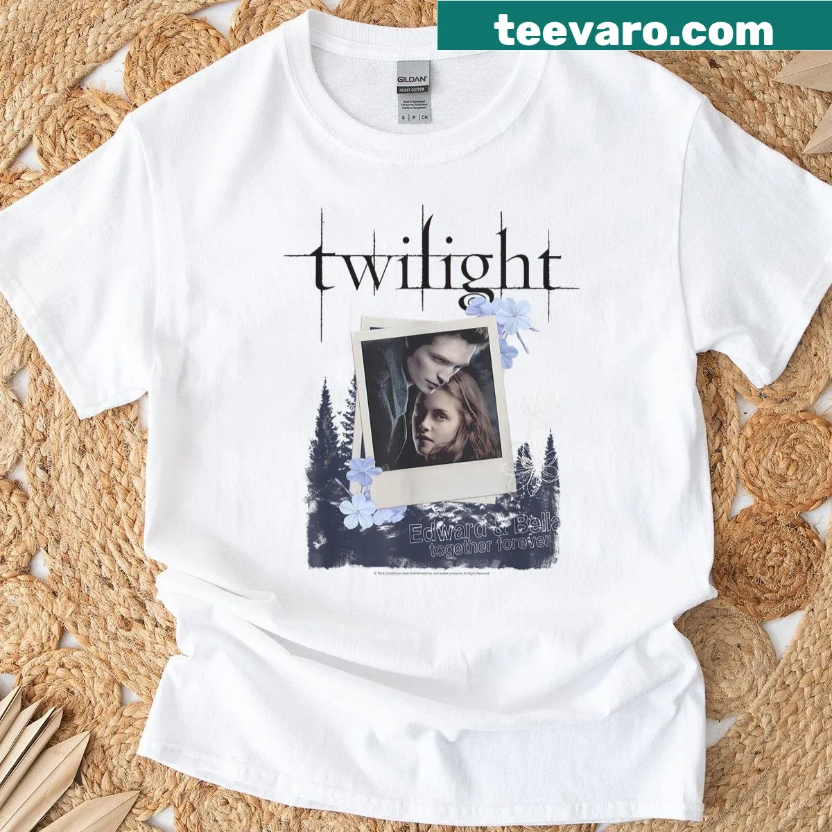 Polaroid graphic of Edward and Bella from Twilight — on a men's t-shirt