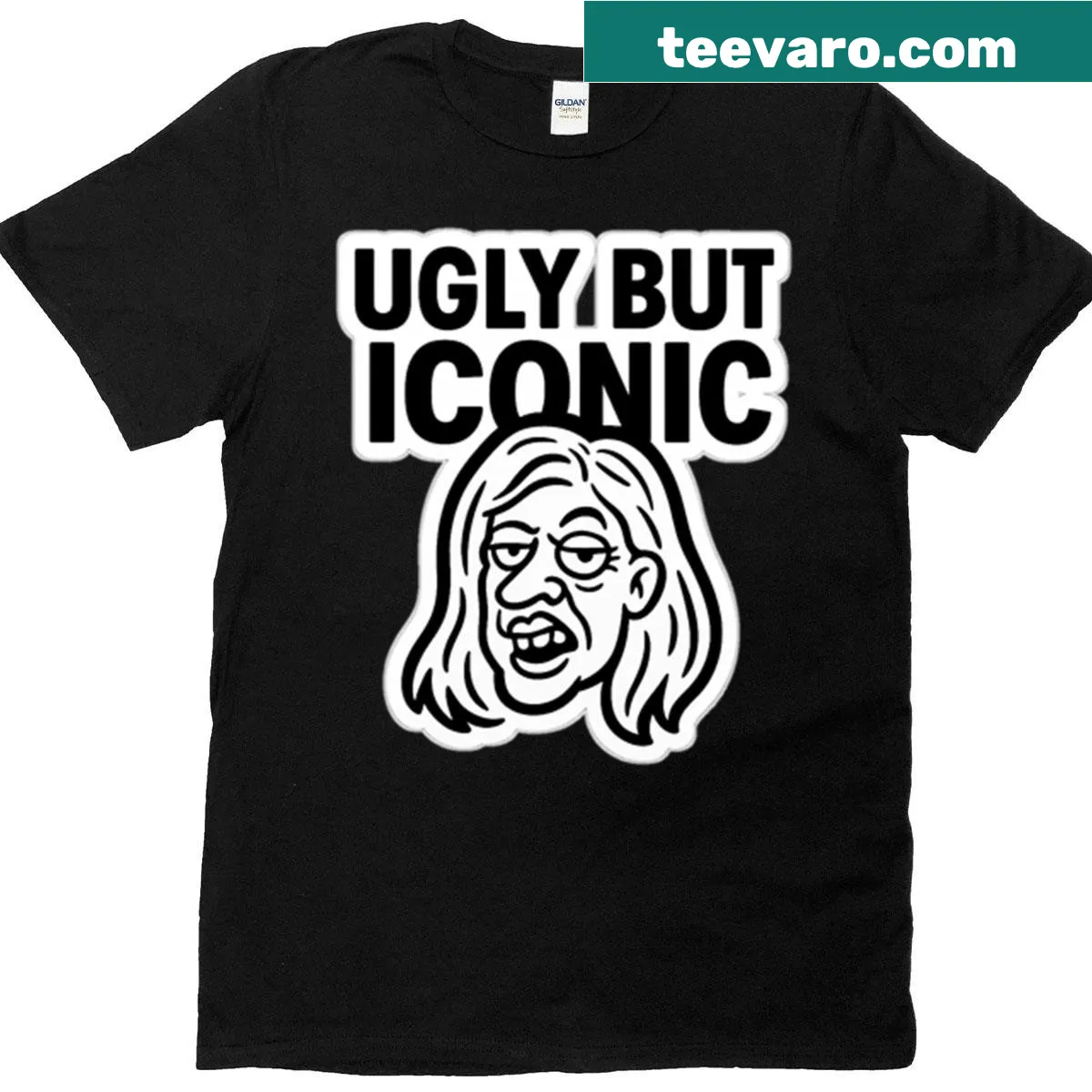 Funny Ugly But Iconic t-shirt featuring bold typography — on a men's t-shirt
