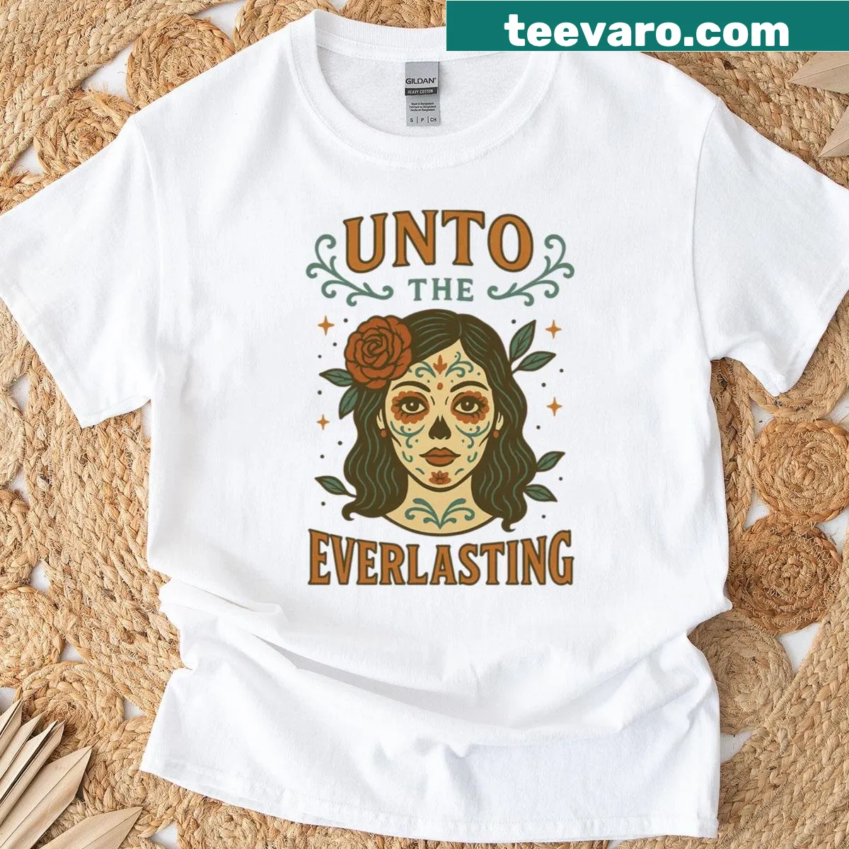 Spiritual memorial design t-shirt with poetic illustration — on a men's t-shirt