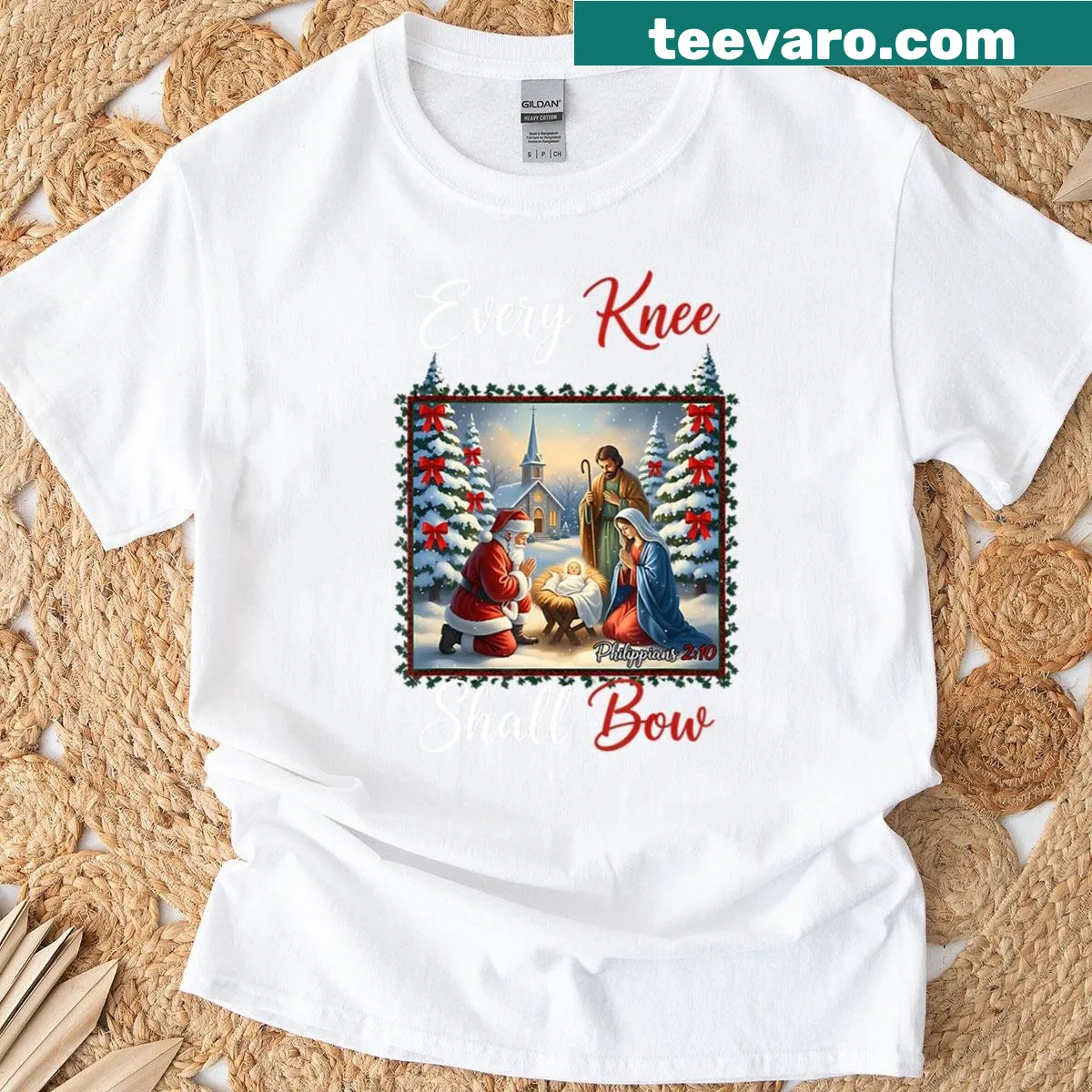 Christian Christmas T-shirt with a meaningful typographic design — on a men's t-shirt