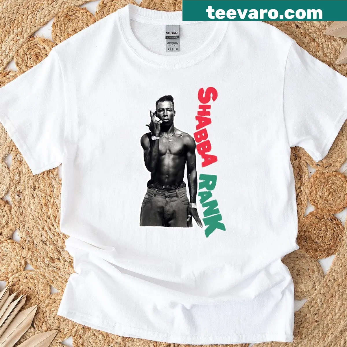Vintage Shabba Ranks graphic T-shirt celebrating reggae music — on a men's t-shirt
