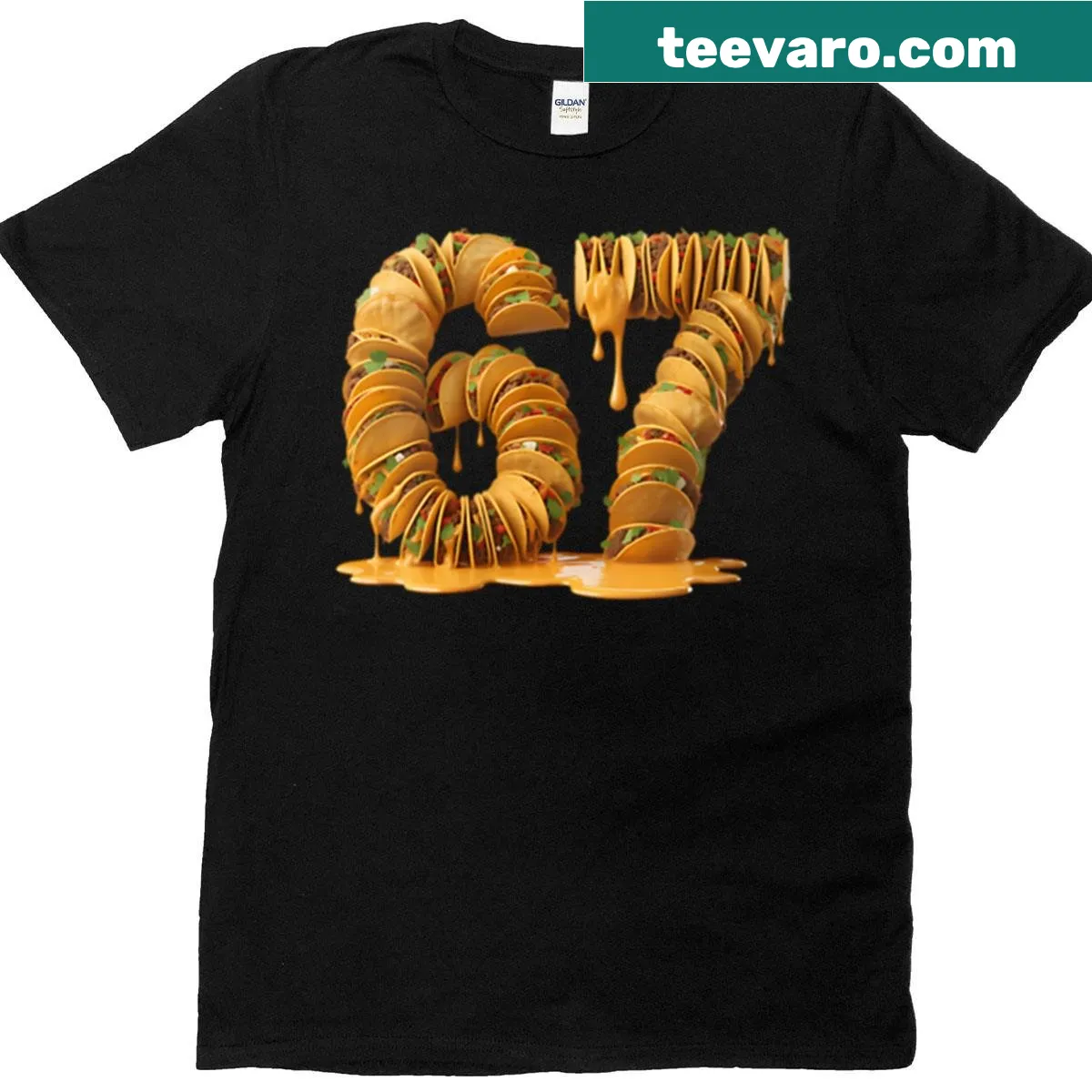 Funny oversized T-shirt with a taco meme graphic. — on a men's t-shirt