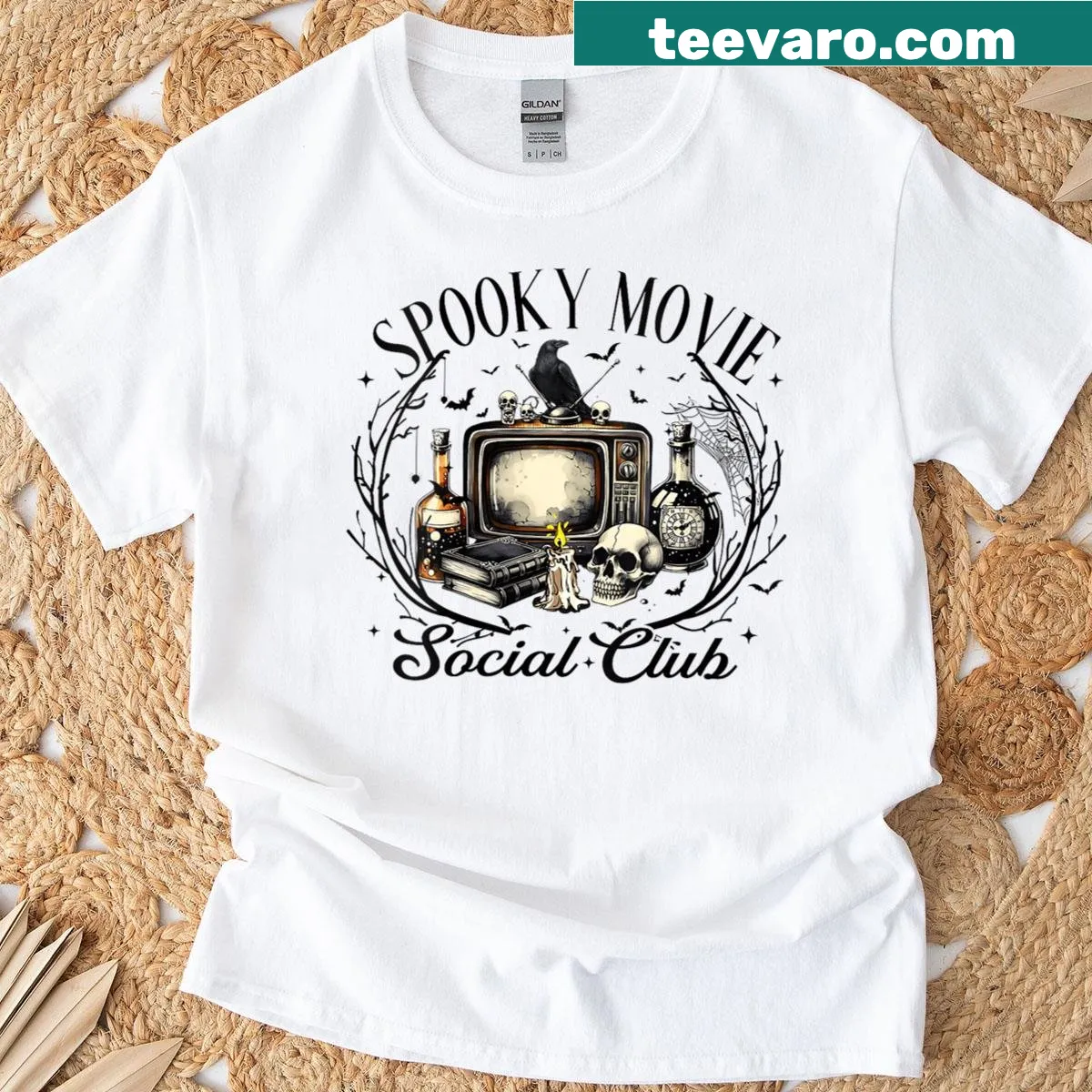 Spooky Movie Social Club design for Halloween — on a men's t-shirt