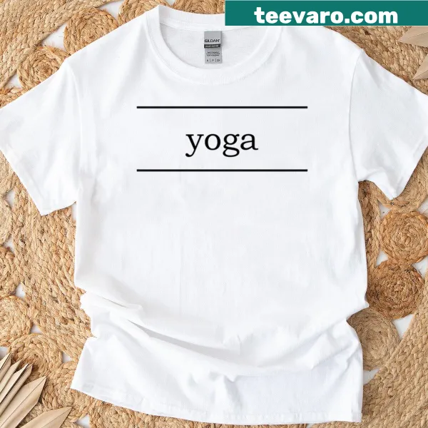 Minimalist yoga-themed t-shirt with simple text