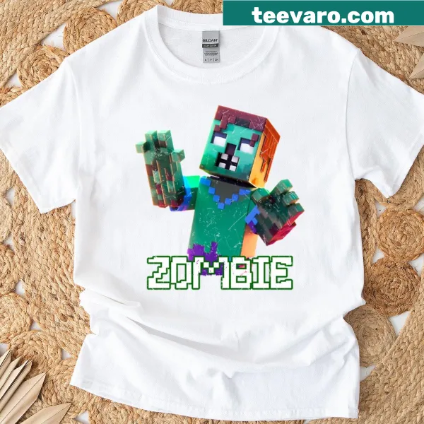3D pixel art zombie design for Halloween T-shirt