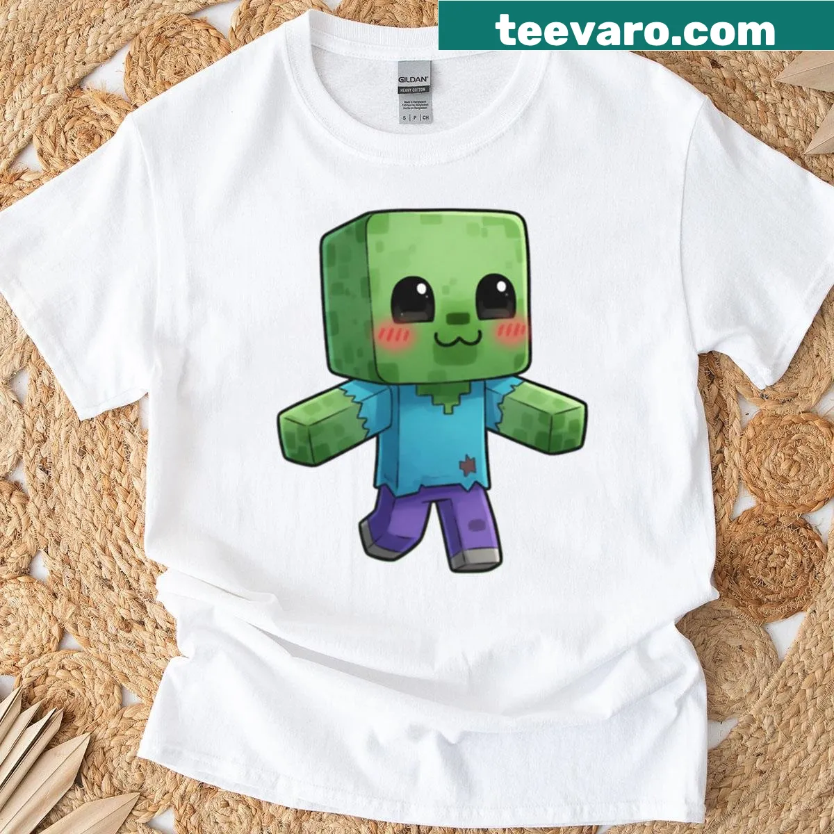 Minecraft zombie character illustration on a fun gaming t-shirt — on a men's t-shirt