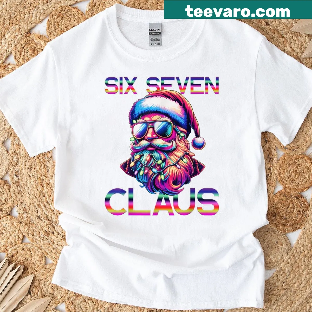 Funny Christmas t-shirt with Santa Claus and meme text — on a men's t-shirt