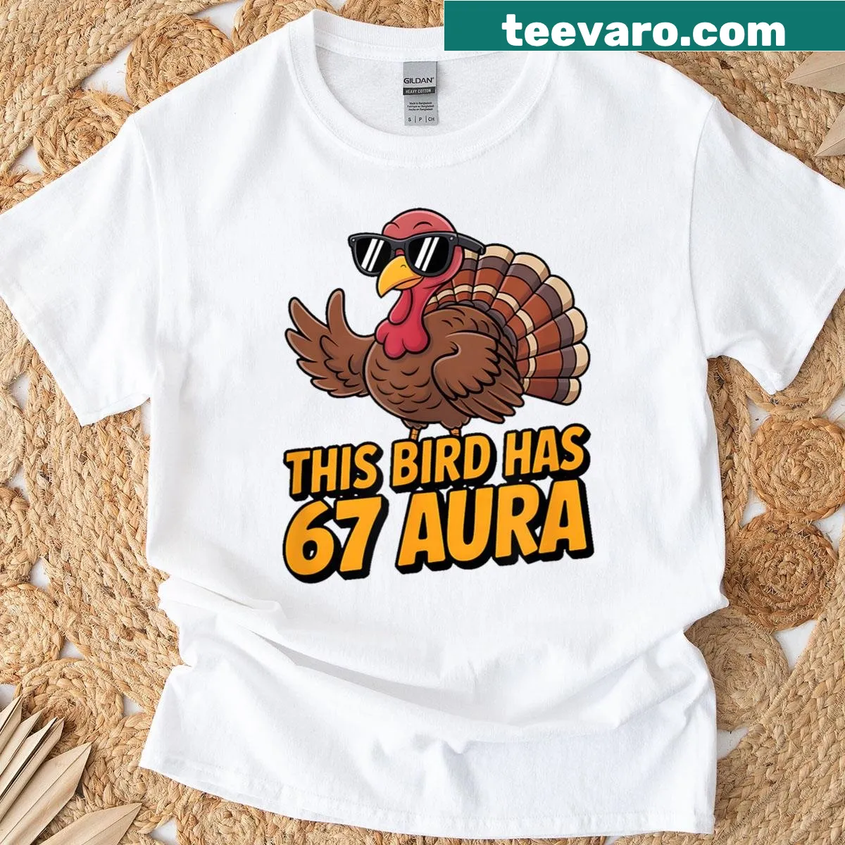 Funny Thanksgiving T-shirt with turkey and number design — on a men's t-shirt