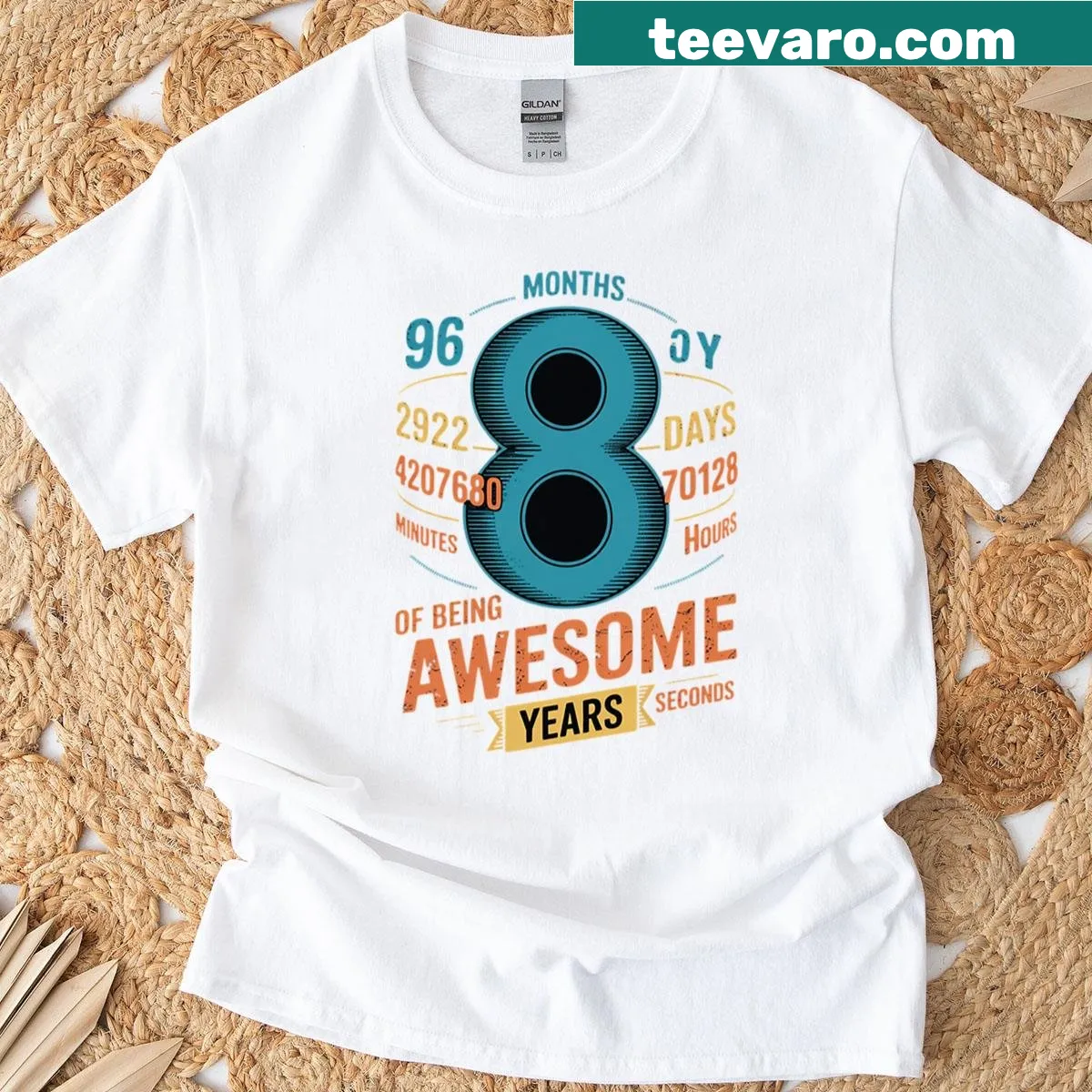 Cute t-shirt celebrating 8 years of being awesome with math graphics — on a men's t-shirt