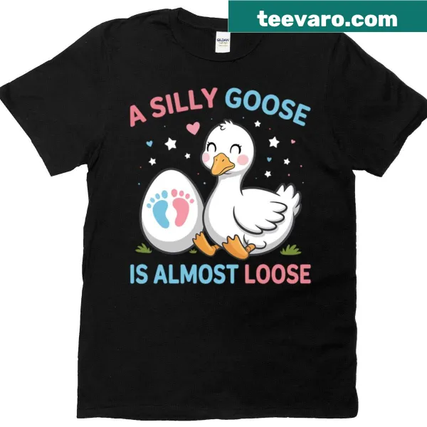Funny pregnancy T-shirt with a silly goose graphic